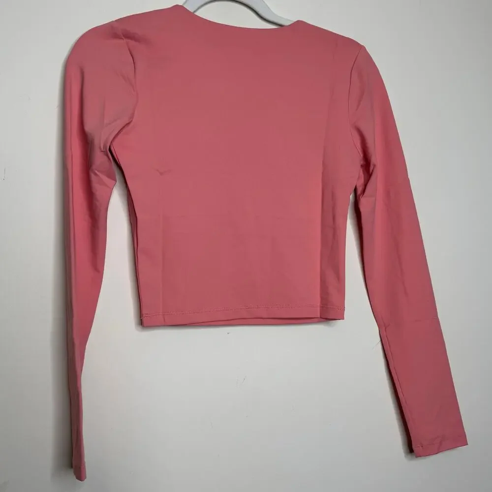 Susana Monaco Long Sleeves Stretch Crop Top Lotus NWT Size Medium